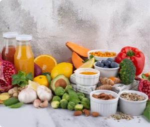 Vitamin C tablets, fruits rich in vitamin C