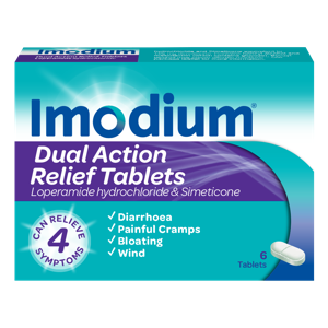 Imodium dual action relief tablets